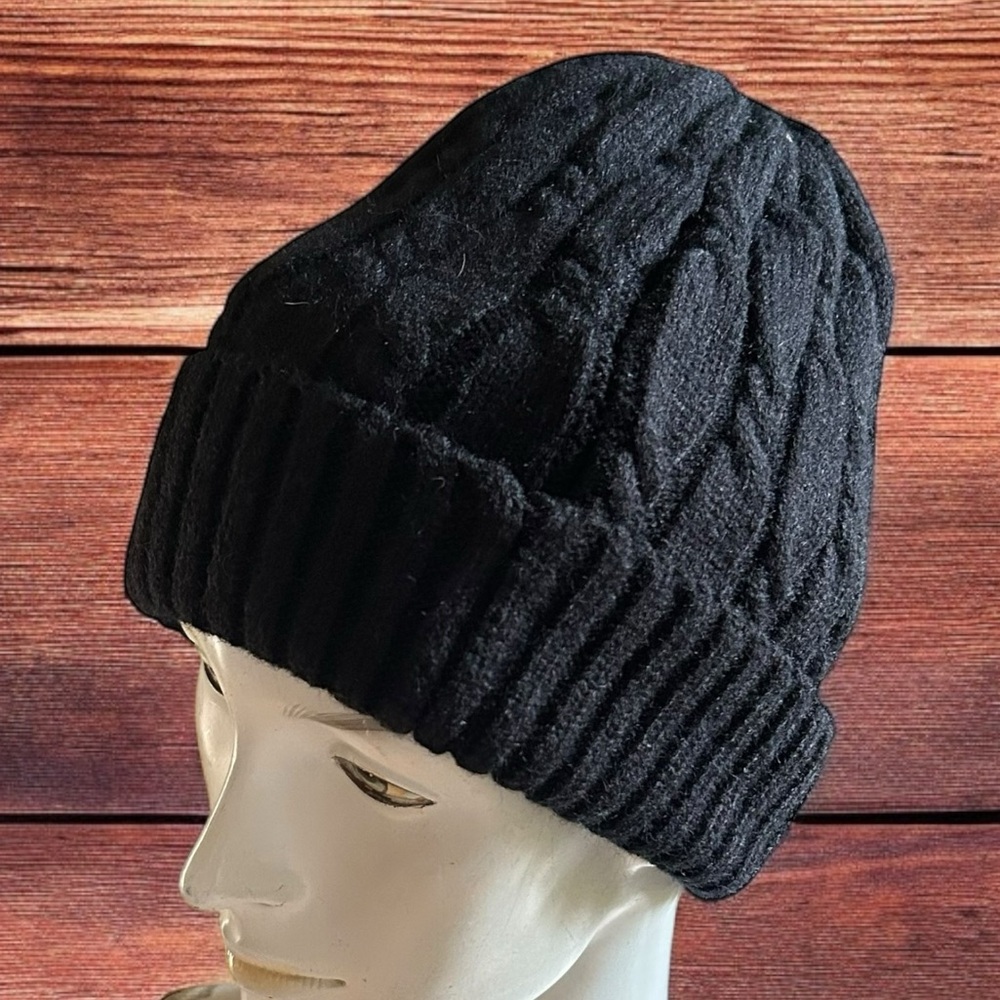 ❄️ 50% off winter Olive & Pique black ribbed braided knit cap beanie hat O/S